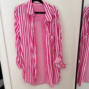 Jane and Delancey Pink and White Striped Blouse